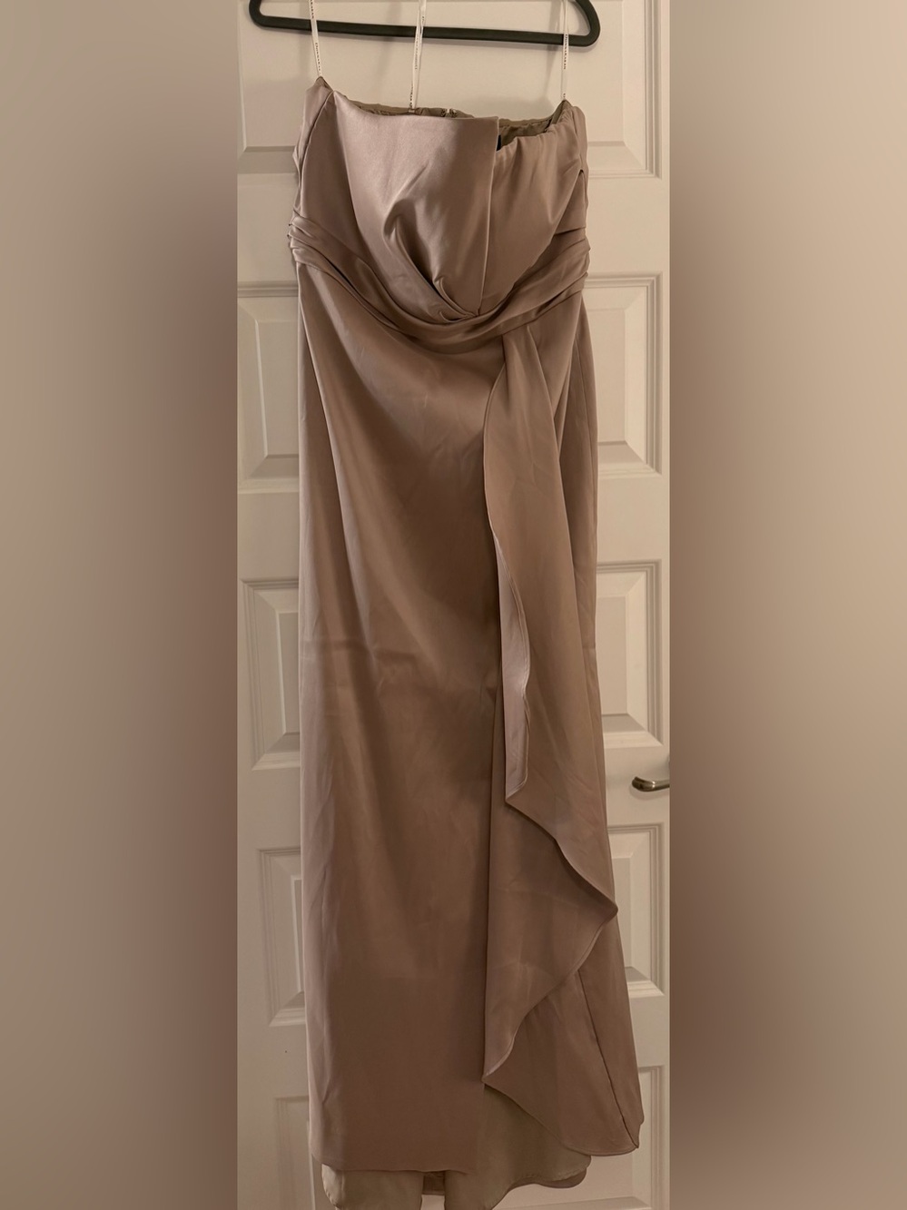 Donna Karan Taupe Strapless Draped Evening Gown, Size 12 - Picture 6 of 11